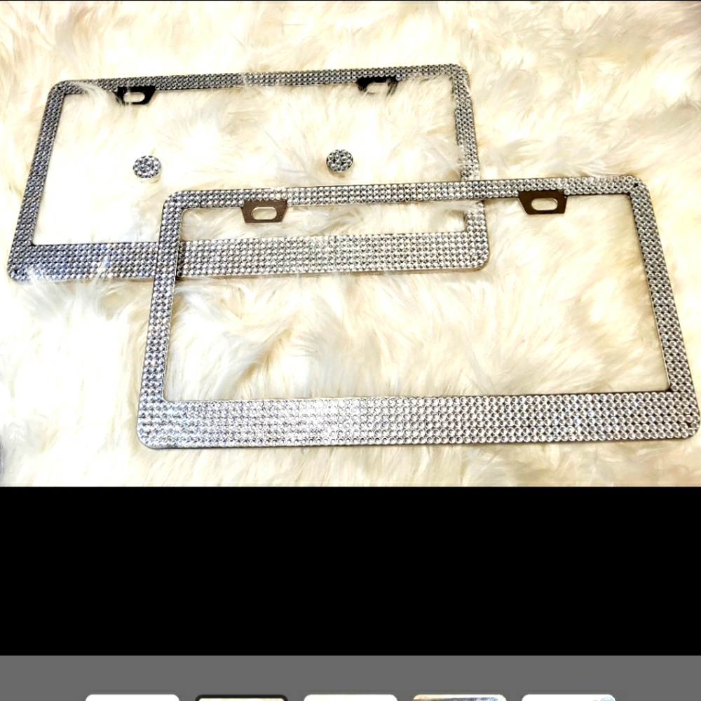 2pc Silver Bling License Plate holder